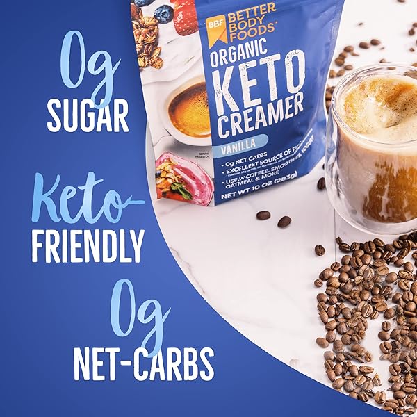 BETTERBODY FOODS ORGANIC KETO CREAMER, VANILLA CREAMER, DAIRY-FREE, GLUTEN-FREE, 10 OZ, WHITE, 1 COUNT