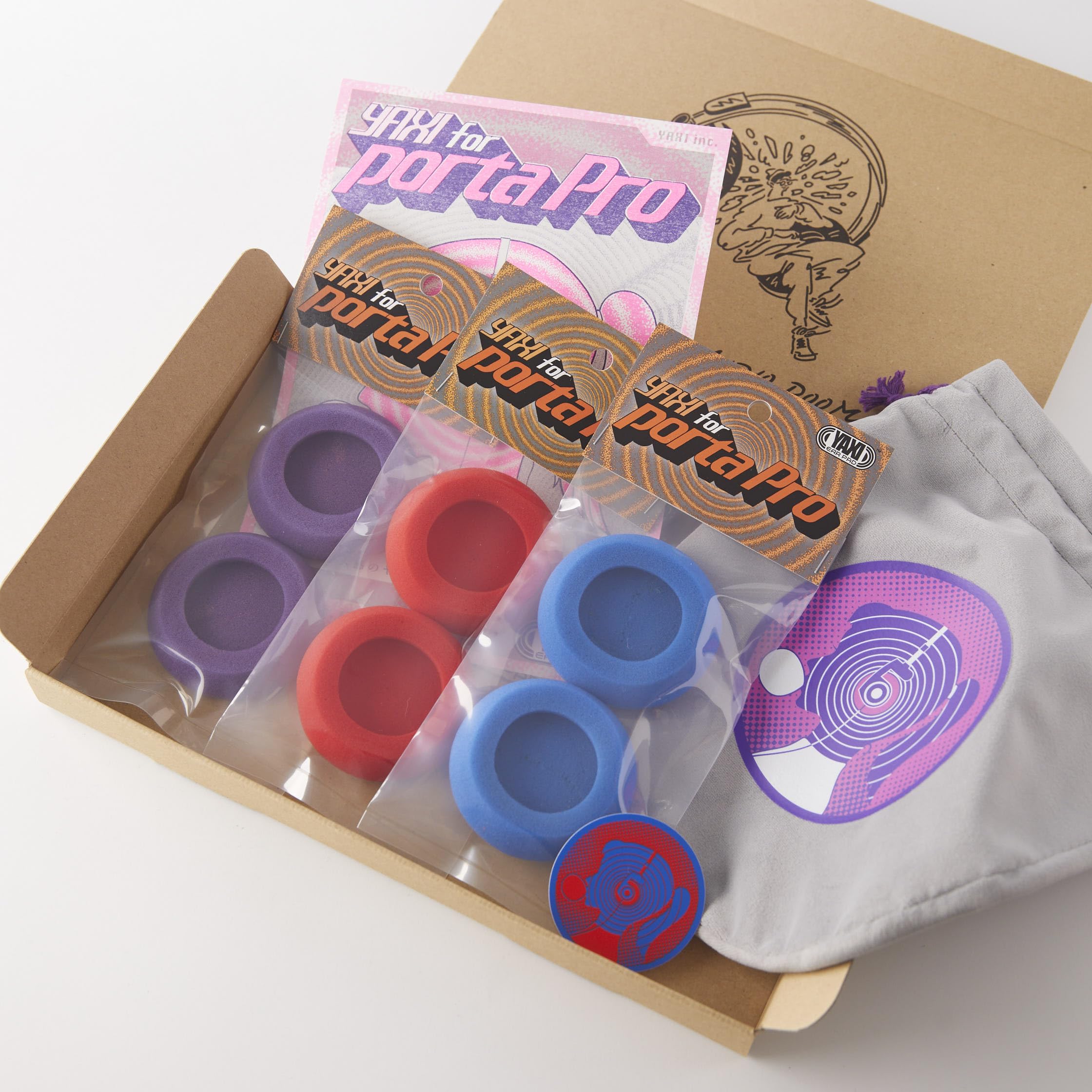 YAXI EARPADS for Koss PORTAPRO 3Pairs+Pouch ((Purple+Red+Blue)+Pouch)