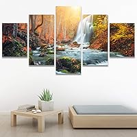 SIGNWIN 5 Panel Canvas Wall Art Modern Art Expressive Farmhouse/Country Landscape Mountain Top Multicolor Photography for Home Decorations Ready to Hang - 60