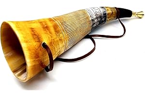 Viking War Horn - Genuine Ox Horn Battle Trumpet - Premium Hand Engraved Viking Norse Cattle Ancient Horn Bugle - Hunting Too