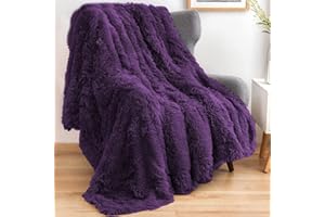 GONAAP Fuzzy Faux Fur Throw Blanket Purple Super Soft Cozy Plush Fuzzy Shaggy Blanket for Couch Sofa Bed (Purple, Throw(50"x60"))