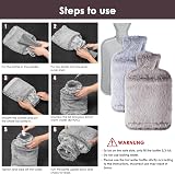 BOLEi Hot Water Bottle with Faux Fur Cover 2L Leakproof Large Warmer Brown view 7