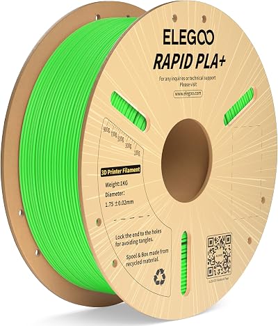 ELEGOO Rapid PLA Plus Filament 1.75mm Green 1KG 600mm/s Dimensional +/-0.02mm