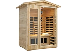 LTCCDSS Low EMF Outdoor Sauna 2 Person, Far Infrared Sauna Room for Home, Soft Fir Wood, Chromotherapys | Bluetooth Speakers | 47.2 * 81.1 * 37.0 in