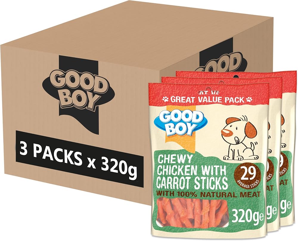 Good Boy Chicken with Carrot Sticks Dog Treats Bulk Box 3 x 320g