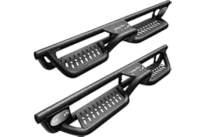 BINARY STAR Running Boards Compatible with Vehicle 2009-2018 Dodge Ram 1500 Crew Cab, 2010-2026 Ram 2500 3500 Crew Cab (Incl. Classic Model). Two-Stair Nerf Bars, Carbon Steel Side Step Bars.
