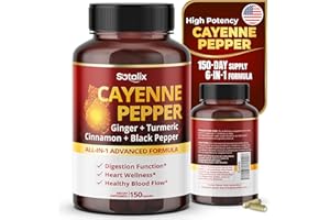 SOTALIX SUPPLEMENT Cayenne Pepper 17,200mg with Ginger, Turmeric, Cinnamon, Black Pepper - Digestion Support - USA Made & Tested (150-day Supply)