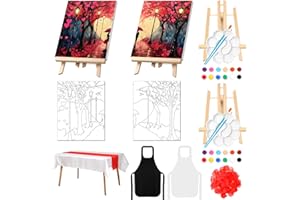 Zhanmai 112 Pcs Sip and Paint Kit for Adults Date Night Pre Drawn Canvas Paint Kit for Couples Canvas Painting Art Pre Drawn Stretch Art for Couple Valentine Party(Romantic Road,8 x 10 Inch)
