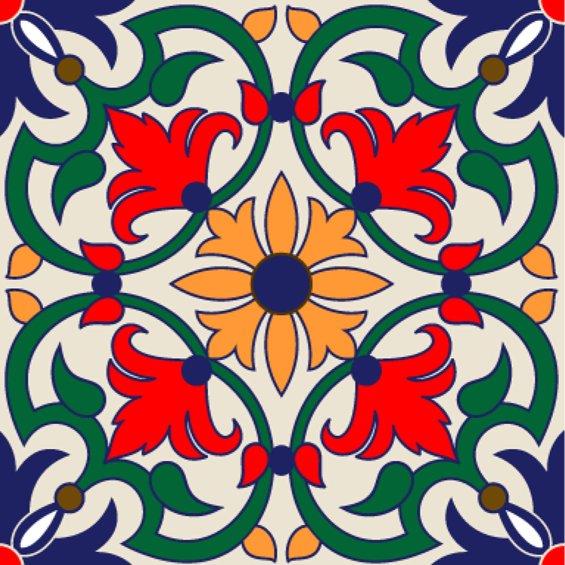 Poromoro Spanish Portuguese Azulejo Style Peel and Stick Backsplash Tile Stickers Set of 16 pcs (5.9, 55)