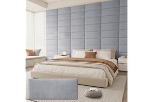 AMOVEO Upholstered Headboard for Full Twin Size Bed, Wall Mounted & Peel and Stick Headboard, Soundproof DIY Wall Panels, Fabric Tufted Head board in Modern Design for Bedroom (6 Panels, Each 23.62"x9.84"）