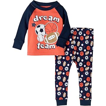 Amazon Com Baby And Toddler Boys Snug Fit Graphic Pajama Long Sleeve Shirt And Pants Two Piece Set 18 Months Dream Team Baby