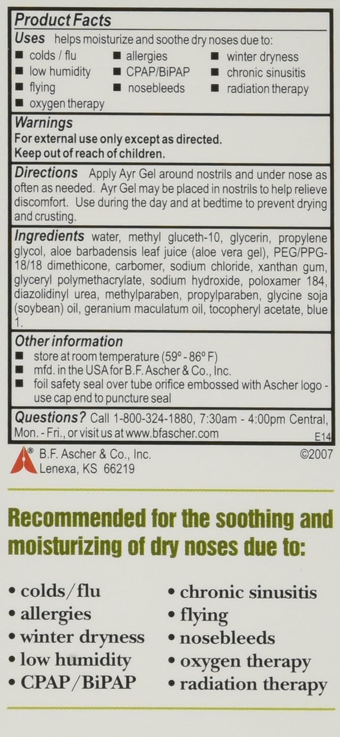 Ayr Saline Nasal Gel, with Soothing Aloe, 0.5 Ounce Tube (Pack of 3): Health & Personal Care