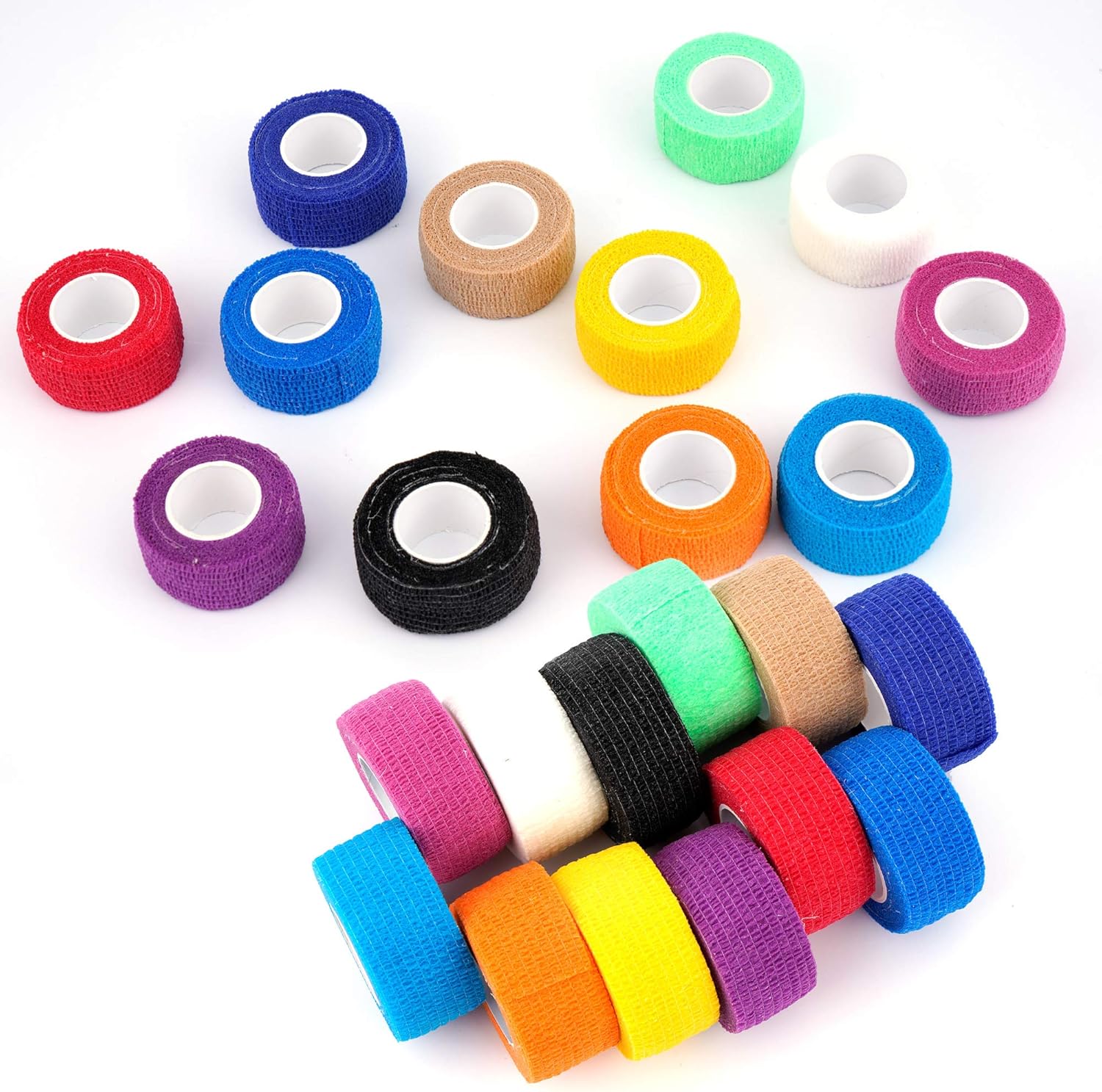 24 Pack Self Adherent Cohesive Wrap Bandages 1 Inches X 5 Yards, First Aid Tape, Elastic Self Adhesive Tape, Athletic, Sports wrap Tape, Bandage Wrap for Sports, Wrist, Ankle (Rainbow Color): Health & Personal Care