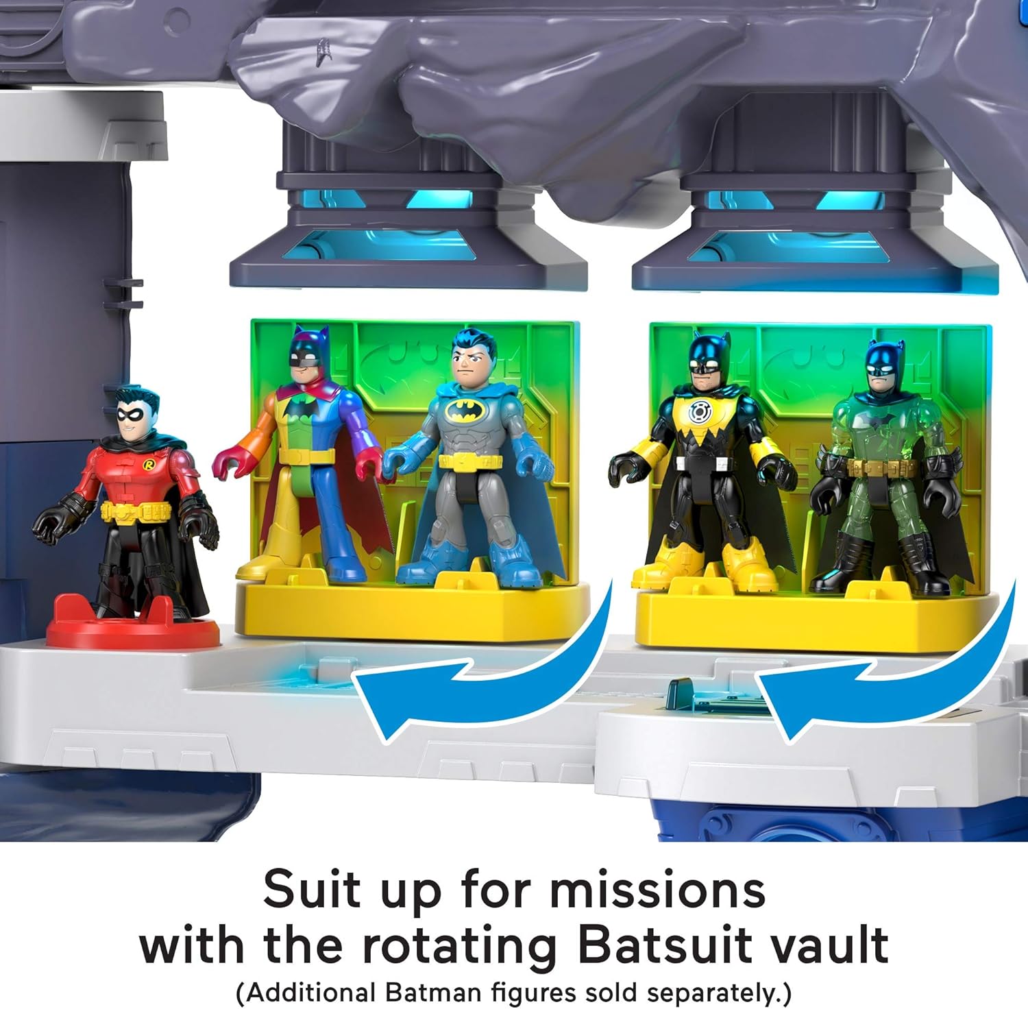 Fisher-Price Imaginext DC Super Friends Super Surround Batcave, interactive Batman playset with lights, sounds and 5 exclusive figures: Toys & Games