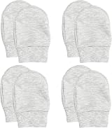 Soft Touch Baby Anti Scratch Mittens 4 Pack 100% Cotton Grey