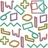 Yeetec 24 Pack 24 Links Wacky Tracks Snap and Click Fidget Toys, Finger Sensory Toys, Snake Puzzles for Stress Relief, Party Bag Fillers, Party Favours, Random Color