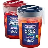 2-Pack 1-Gallon Plastic Pitchers with Lids – Iced Tea Pitchers with Twist Cover BPA-Free, Dishwasher & Freezer Safe, Ideal for Water, Juice & Fridge Storage