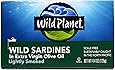 Wild Planet Wild Sardines in Extra Virgin Olive Oil, Lightly Smoked, 4.375 Ounce Tin (Pack of 12)