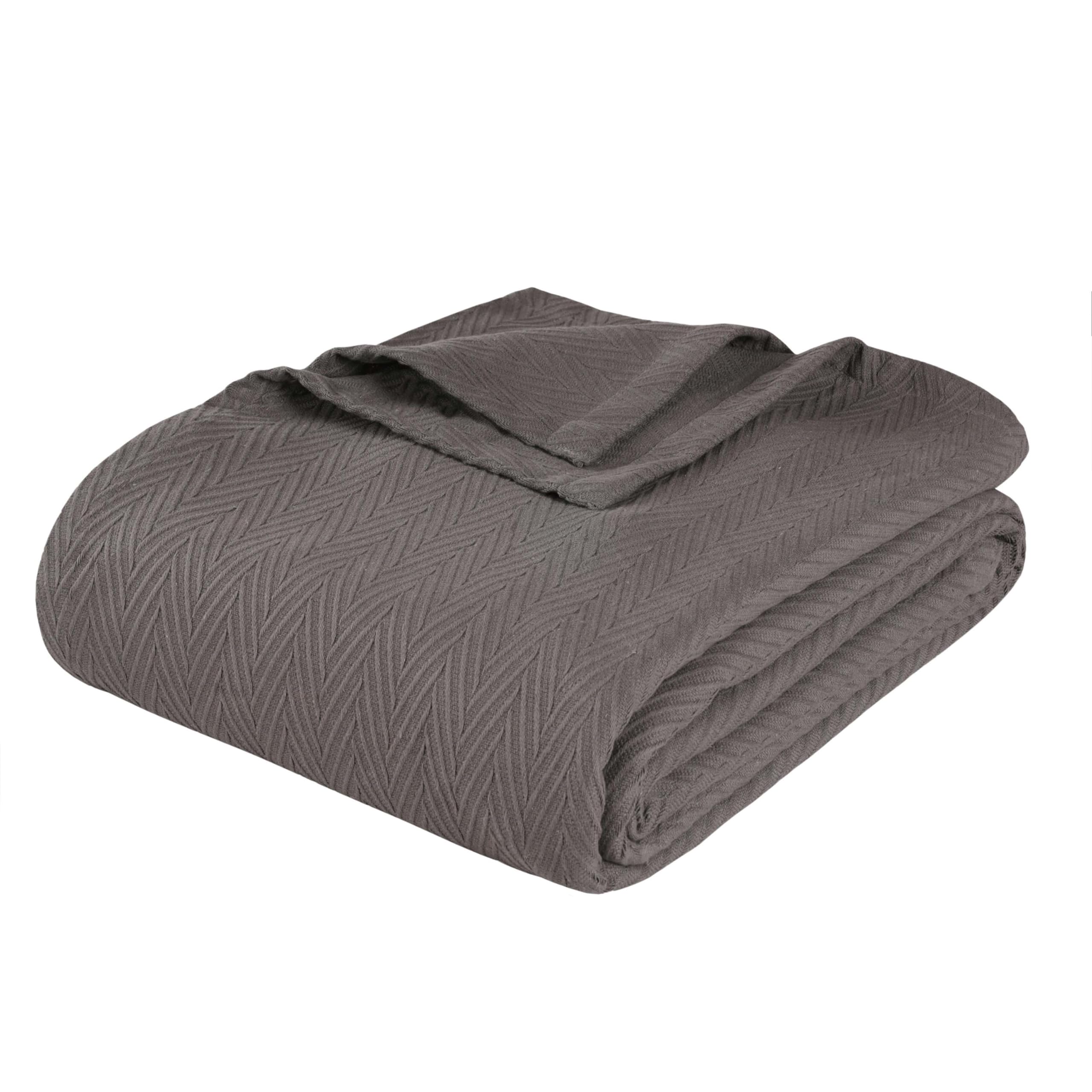 Superior 100% Cotton Blanket Oversized Throw, Woven Blanket for Couch, Bed, Bedding, Farmhouse, Home Essentials, Cute and Cozy Bohemian Blankets, Herringbone Weave, Twin, Charcoal — image 1
