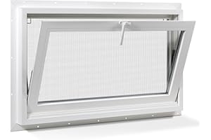 COLORPAPA Vinyl Hopper Basement Window, 32" x 22" Sliding Bathroom Window with Double Pane Insulated Tempered Glass and Fiber