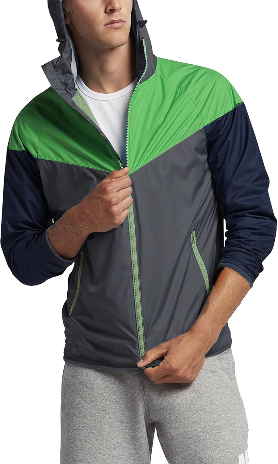 JINIDU Men's Packable Rain Jacket Hood Lightweight Waterproof Raincoat for Cycling Camping Travel