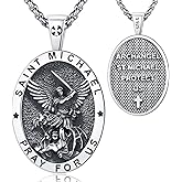 AUDINCEED Saint Necklace for Men Women 925 Sterling Silver Patron Saint Medal Necklace St Amulet Protection Pendant Jewelry Gift