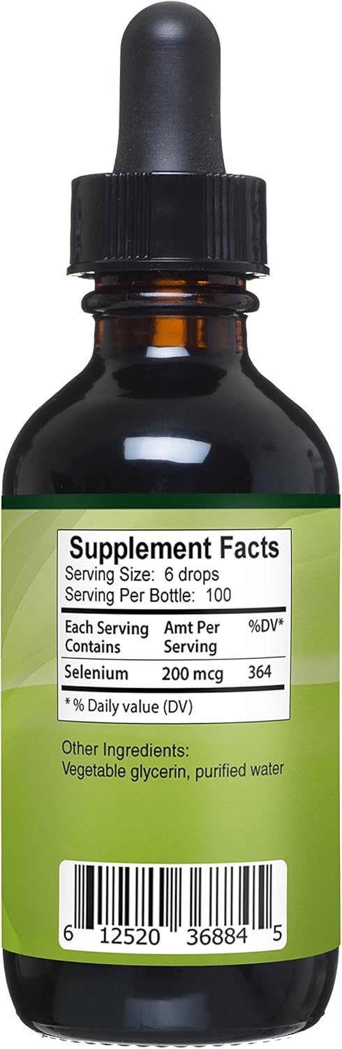 Go Nutrients Selenium 200mcg Supplement - Yeast Free Liquid Drops - Helps Support Thyroid Health, Fight Free Radicals & Boost Immune System - 1 oz Bottle: Health & Personal Care