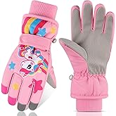 Comfoex Kids Waterproof Ski Gloves Boys Girls Winer Snow Thermal Windproof Snowboard Gloves for Cold Weather