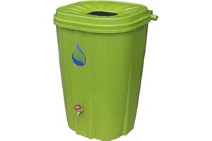 Enviro World EWC-15 55 Gallon Rain Barrel with Brass Spigot and Rain Barrel Kit, Green