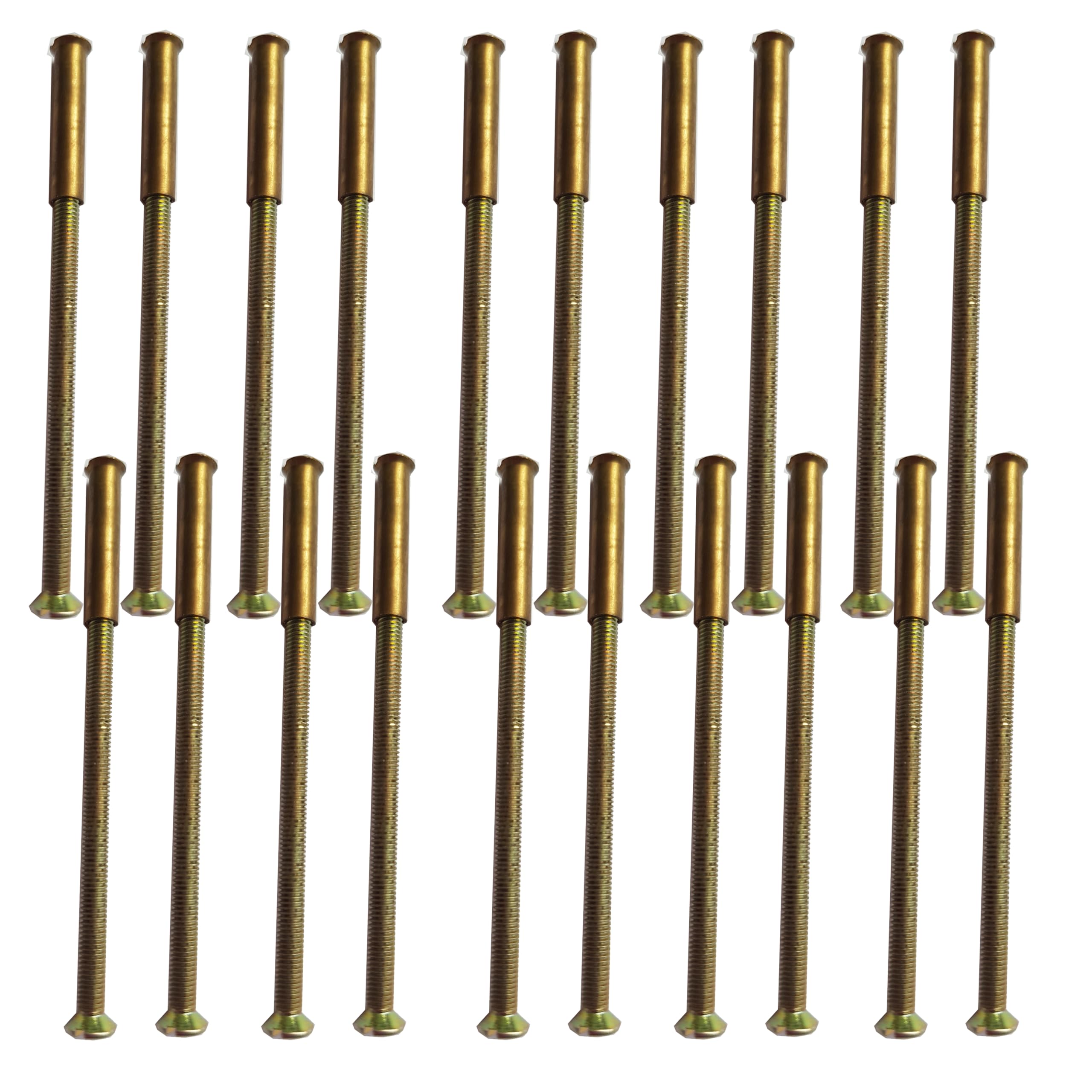 20 Pack M3 Door Handle Screws Brass with Bolt Connecting Sleeve Male to Female for Door Handle, Knobs Escutcheons and Others