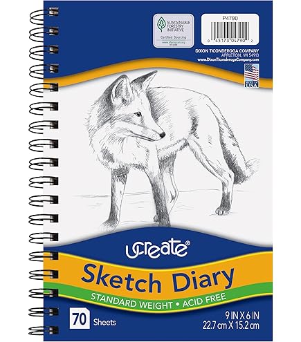 UCreate Heavyweight Sketch Book Pack Of 3 - 9x6 Inches, 75 Sheets Each, Acid-Free Paper, Poly Cover, Spiral Bound