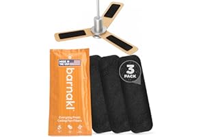 Barnakl Ceiling Fan Air Purifier Pads, Activated Coconut Shell Carbon Fan Filters Trap Dust, Odors & Allergens, Easy-Stick Universal Fit for Ceiling Fan Blades, Odorless & Unscented - (3 Count)