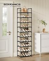 SONGMICS 10-Tier Shoe Rack 45 x 28 x 173 cm Metal Frame Black LSH010B02 view 4