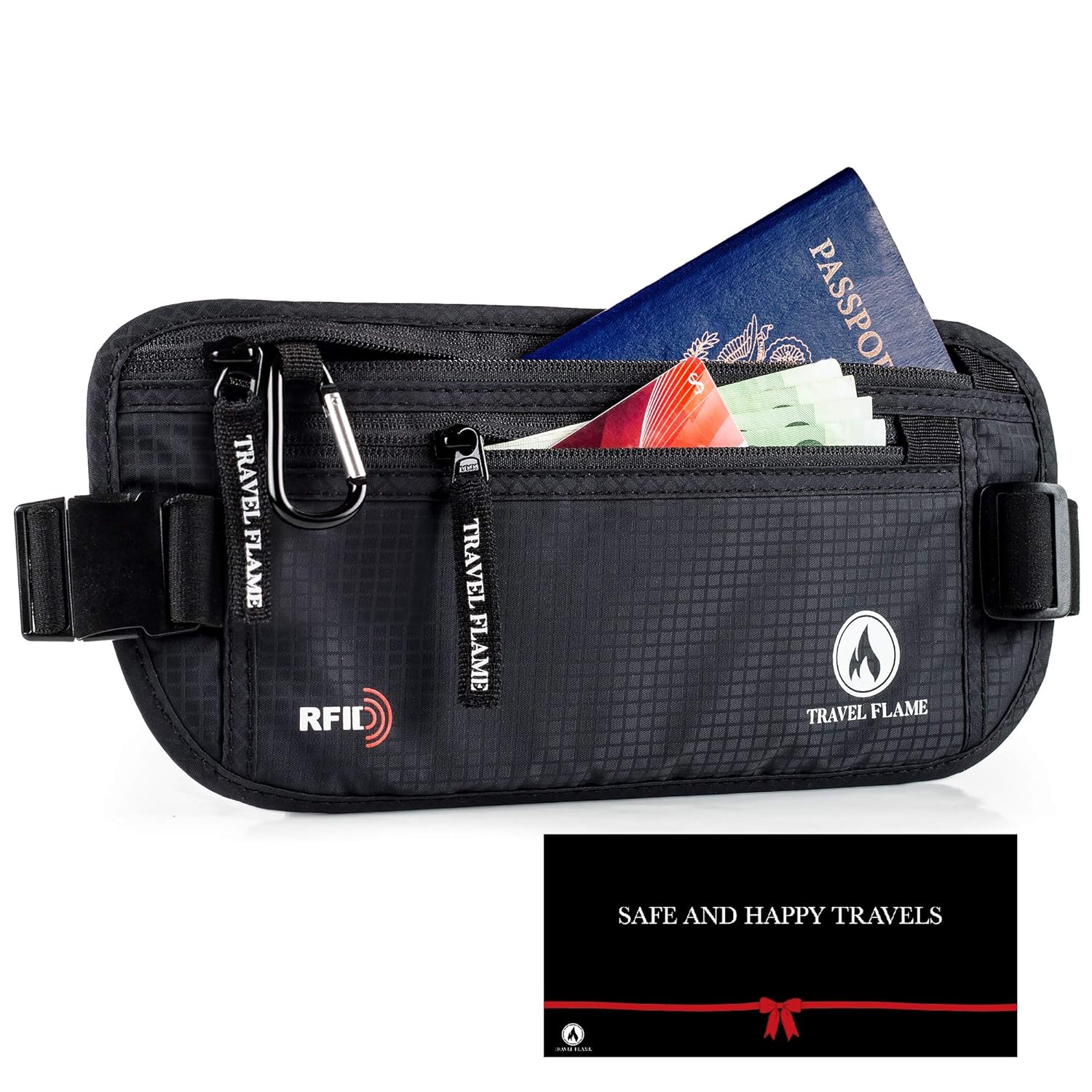Travel Money Belt for Women / Men Hidden RFID Blocking , Secure
