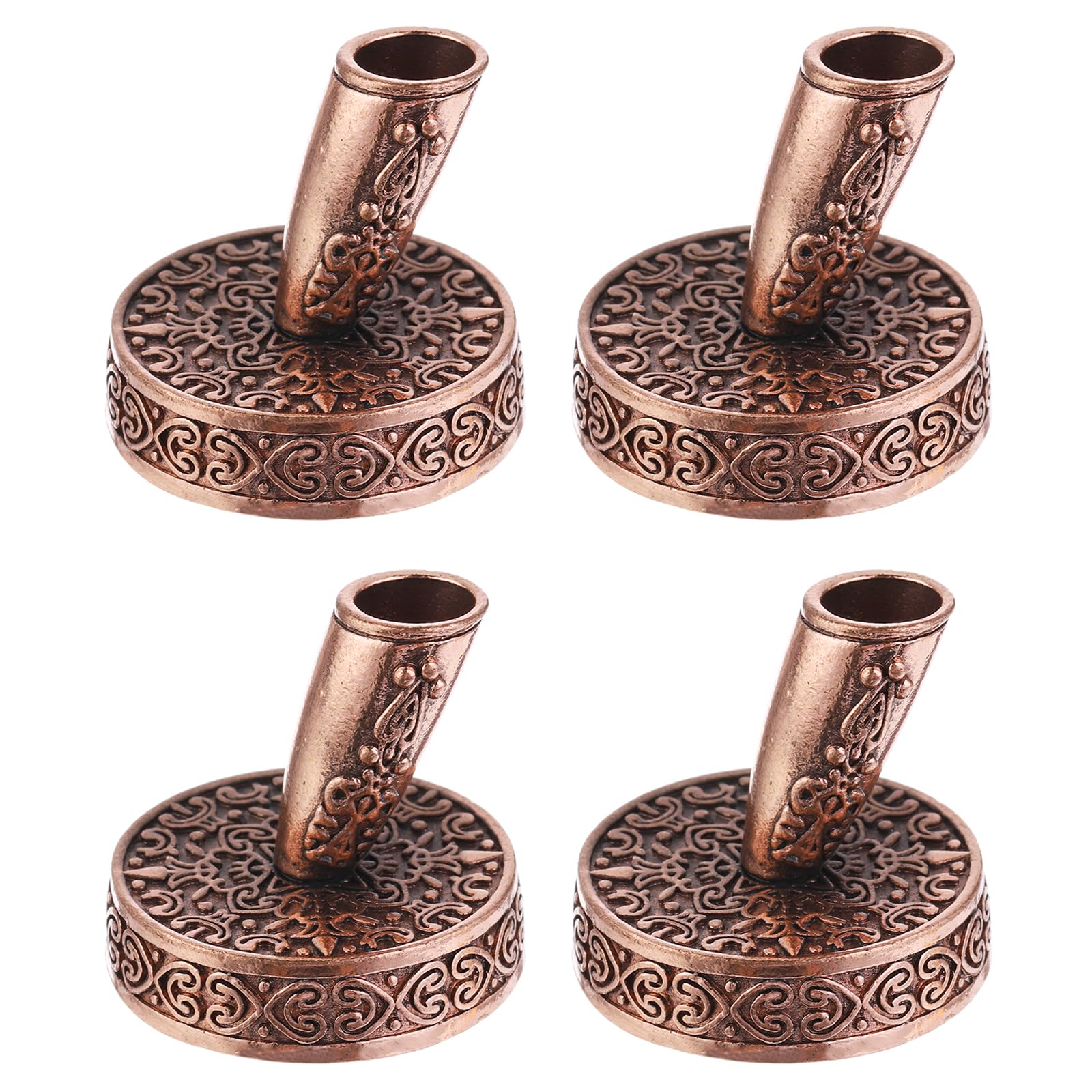 PATIKIL 4 Pieces Vintage Round Metal Pen Holder, Insertion Pen Stand Desktop Pens Base for Office Supplies Wedding Bridal Engagement Guests Book, Red Bronze
