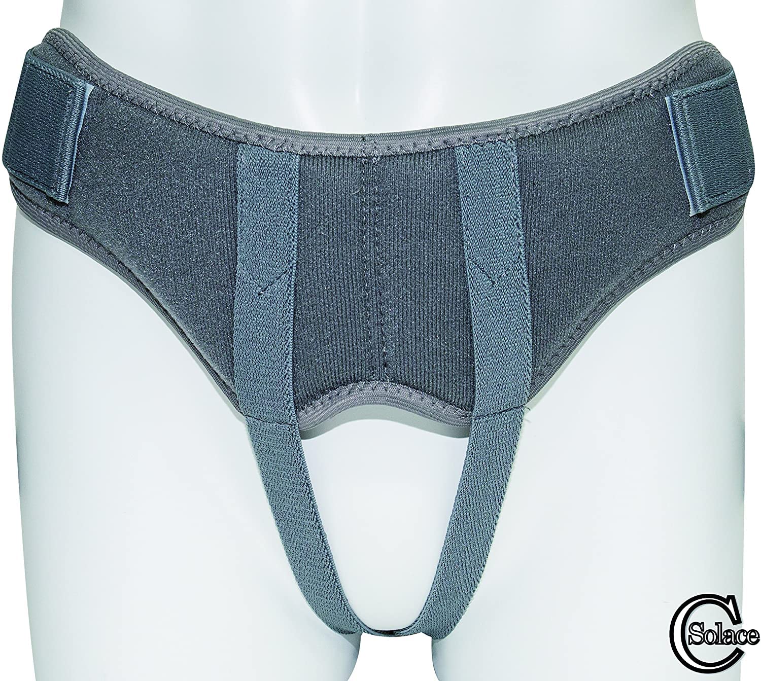 Extra Soft Hernia Truss Belt Abdominal Hernia Pants Adjustable Two Removable Pressure Pads Single/Double Reducible Inguinal Ruptures for Men & Women | Solace Care (Large, Grey)