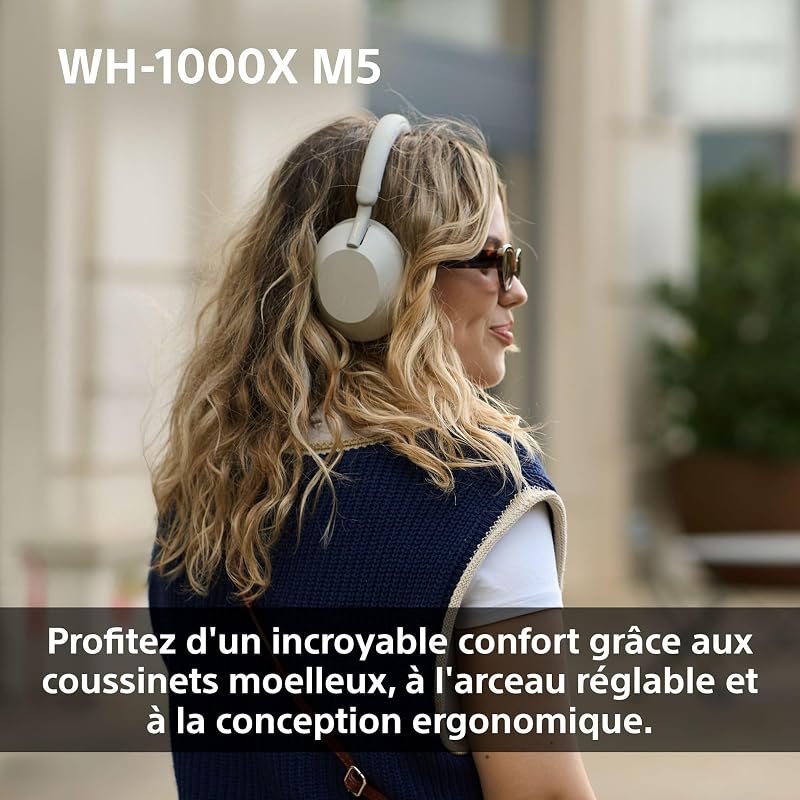WH-1000XM5 - Étui Rigide, Casque sans Fil Haut de Gamme à réduction de Bruit, Bluetooth, qualité d'appel Claire, Audio Hi Res, 30h d'autonomie, étui Rigide, iOS et Android - Rose