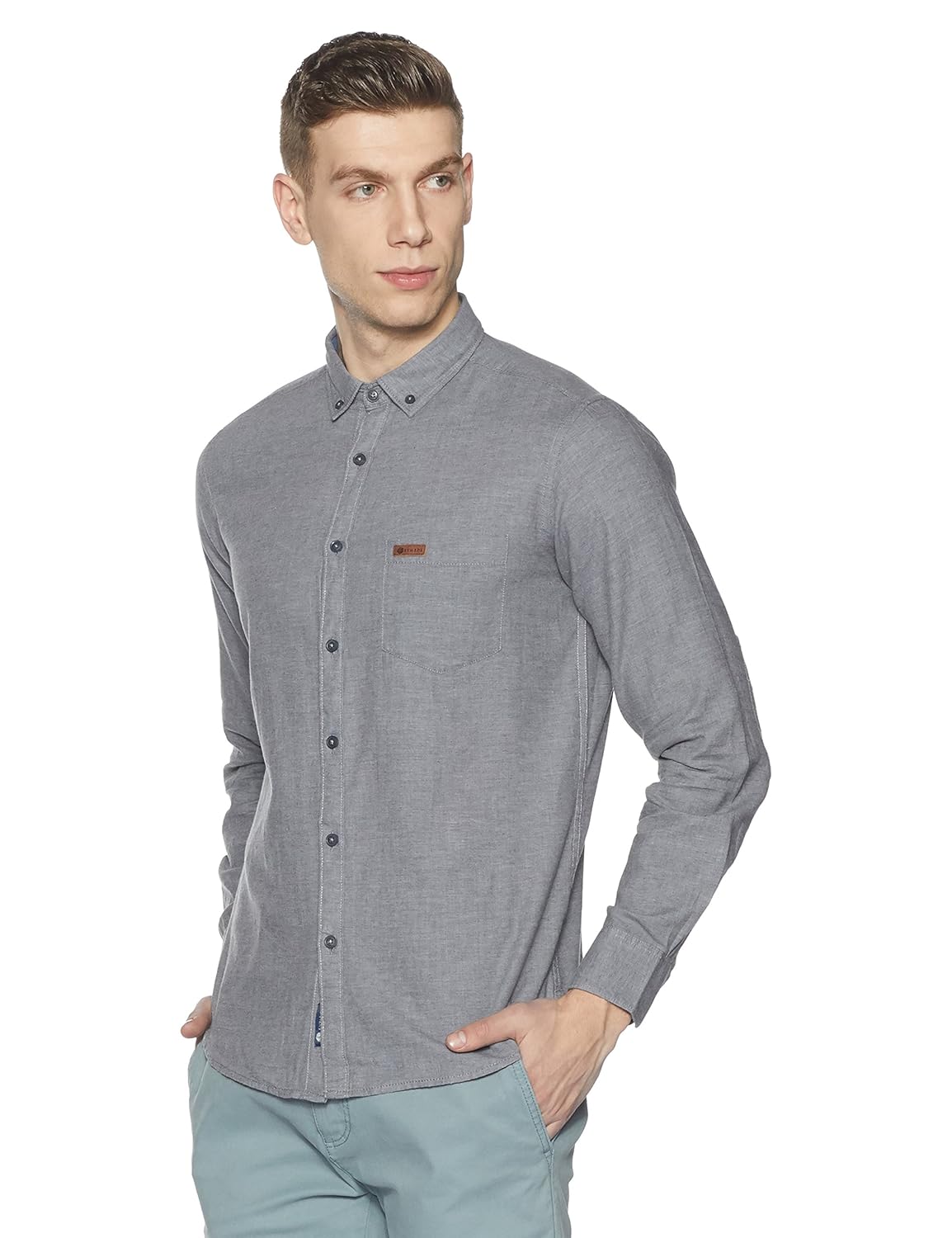 symbol amazon brand men's slim fit casual shirt