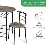 Yaheetech 3 Piece Dining Set Round Table & 2 Chairs, Modern, Drift Brown view 6