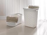 Addis Faux Rattan Hipster Laundry Basket 40 Litre Calico Cream view 2