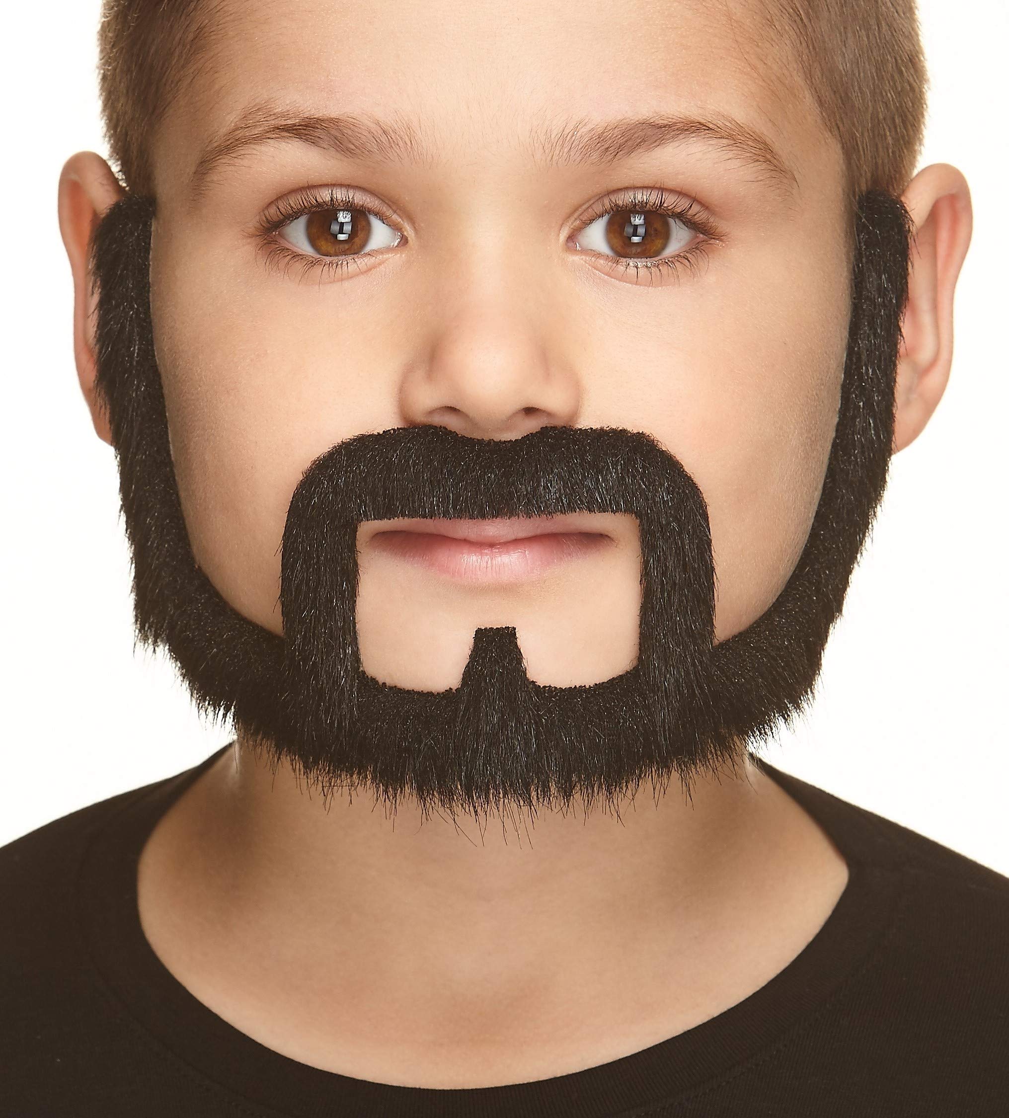 Photo 1 of Mustaches Self Adhesive Squatter Fake Beard for Kids, Novelty, Small False Facial Hair, Costume Accessory for Children, Black Lustrous Color