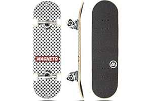 Magneto Complete Skateboard for Beginners Adults Teens Kids Girls Boys |27.5"x7.75"| 7 Ply Canadian Maple Deck Cruiser Skateb