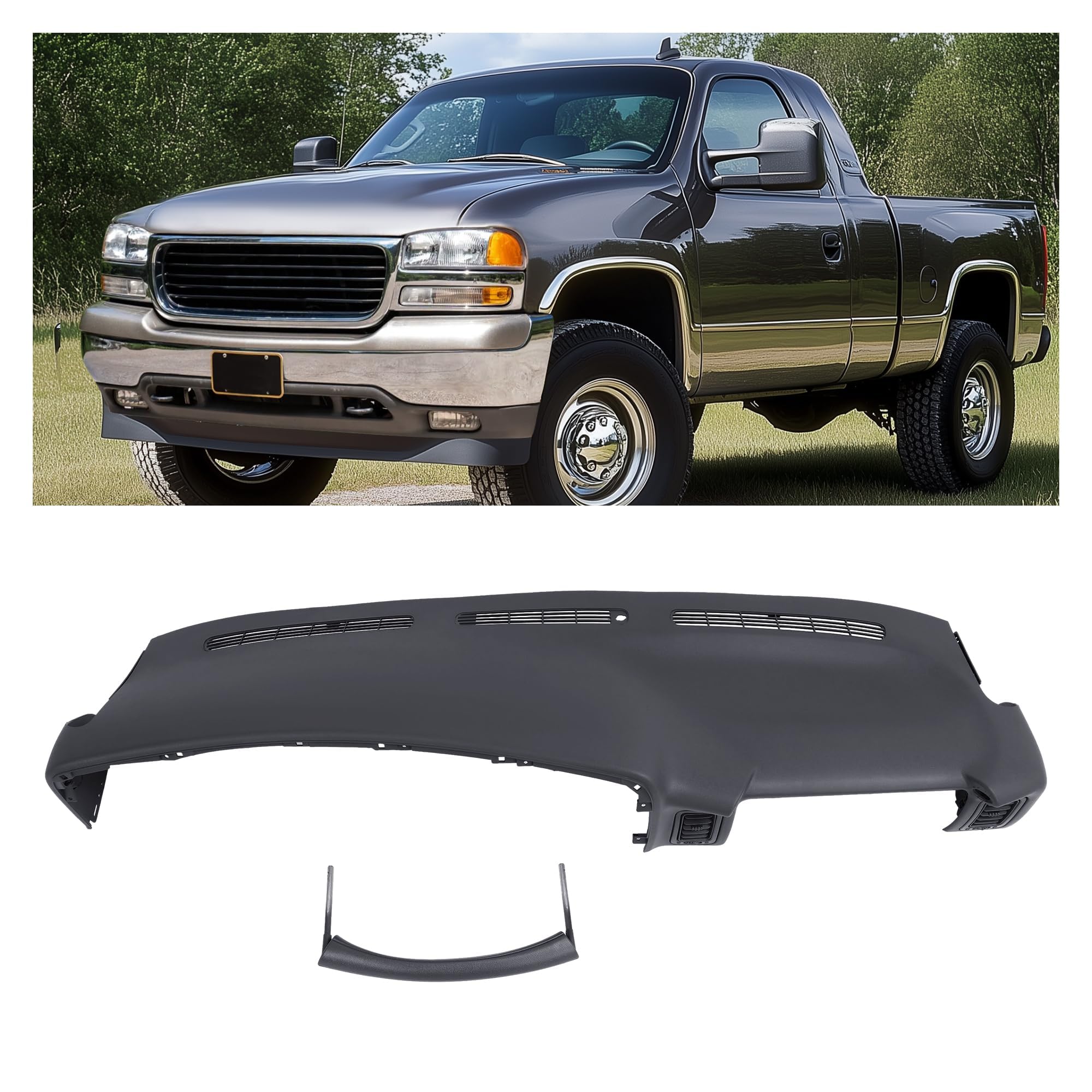Photo 1 of HECASA Dashboard Cover Compatible with 1999-2006 Chevrolet Avalanche Silverado Suburban Tahoe GMC Sierra Yukon 1500 2500 3500 1500HD 2500HD Upper Cap Cover Top Dashboard Pad Graphite