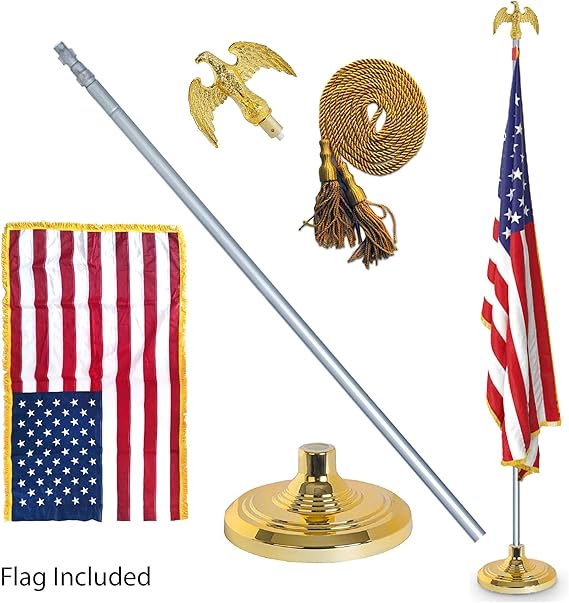 EasyGoProducts 3' X 5' American Flag w/Telescoping Indoor Flag Pole Kit