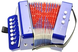 PowerTRC Kids Accordion, Musical Instruments for Kids Ages 9-12, Beginner Toddlers Children Mini Toy Accordian 10 Keys Button Control Light Weight (Blue)