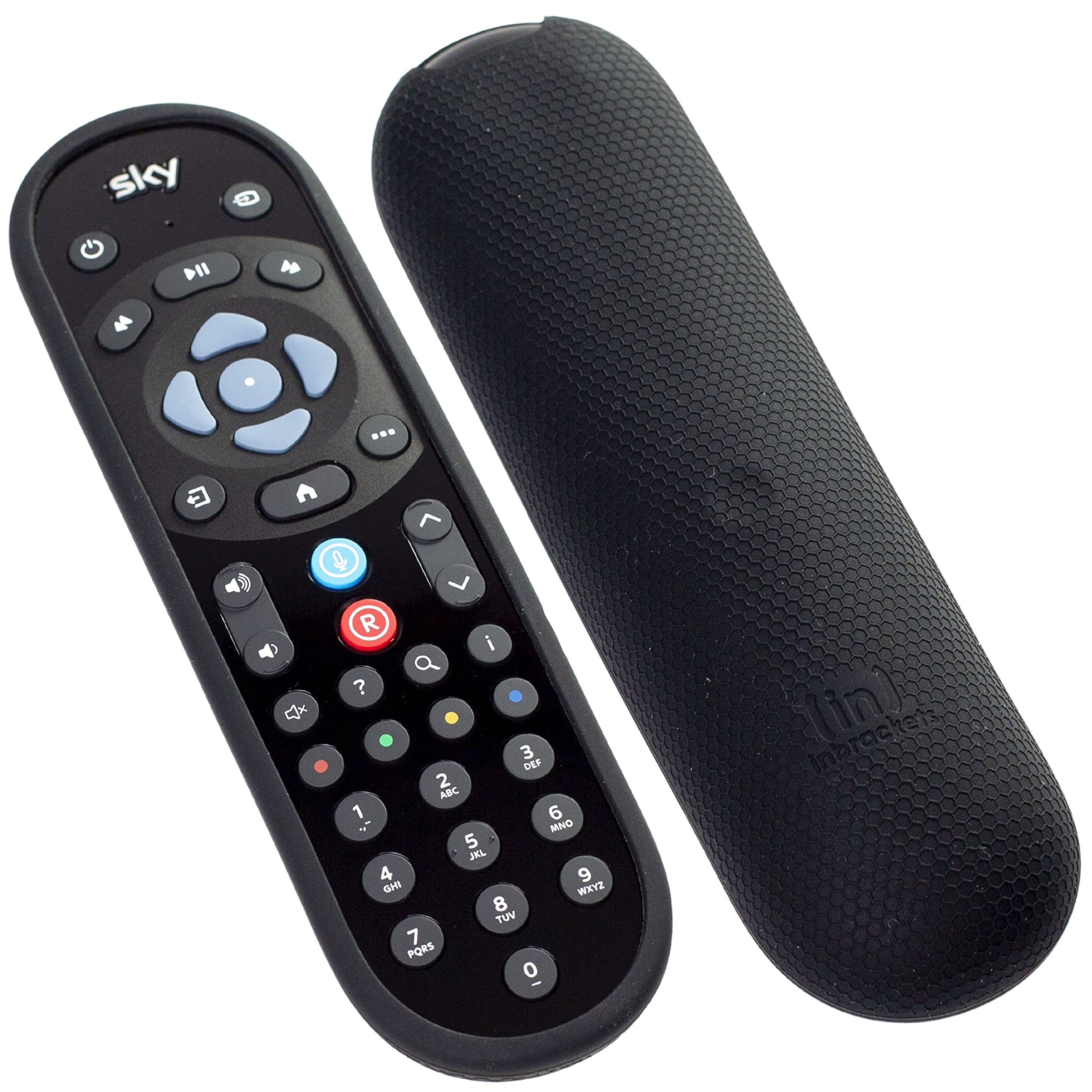 Protective Case for Sky Q Remote Control Cover by Inbrackets – Shockproof Cover Case Skin for Latest Sky Q BLUE BUTTON VOICE CONTROL Remote Control EC202 – Premium Honeycomb Texture (Black)