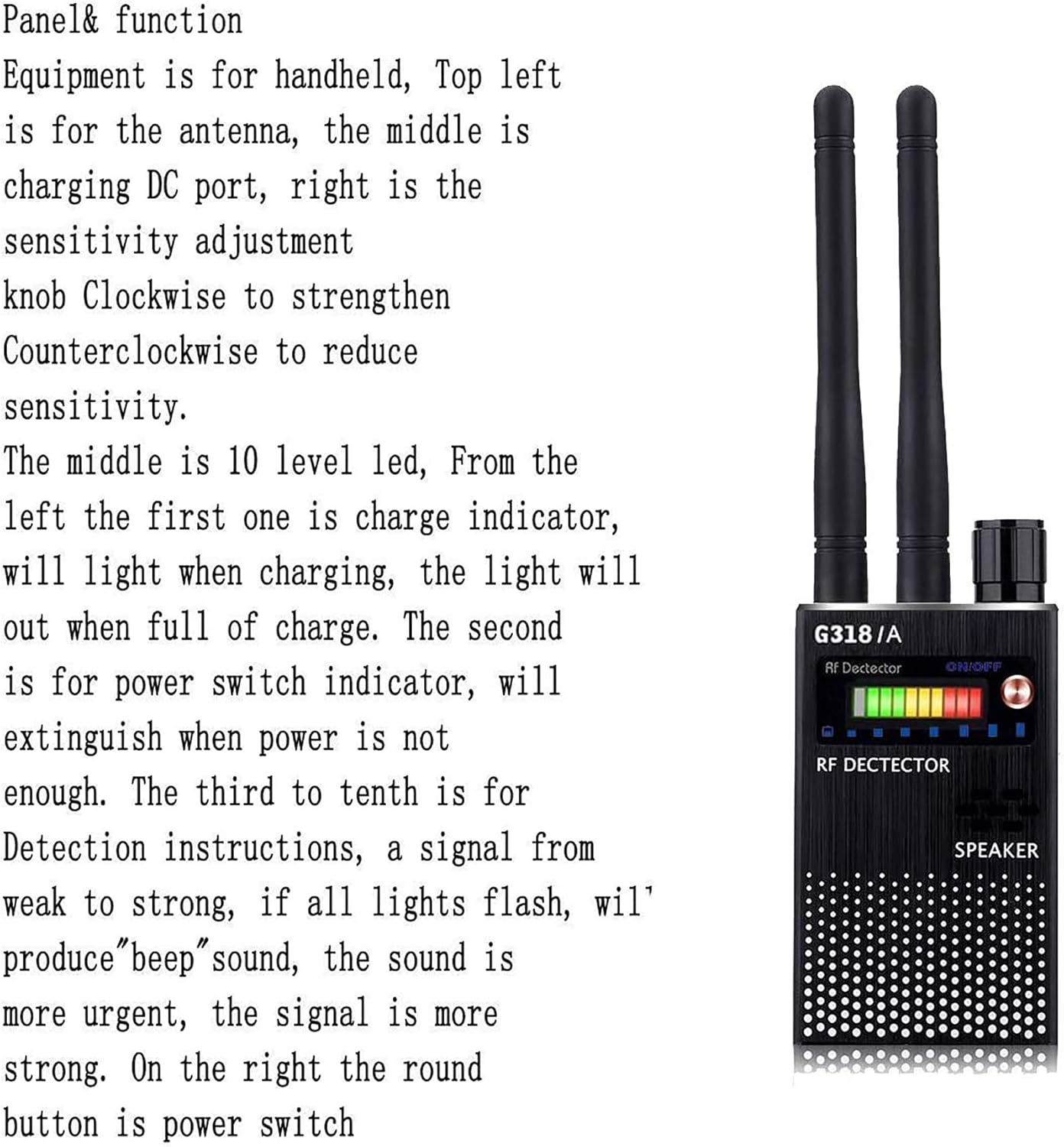 RF Detector Wide Radio Frequency Range Sweeping Wireless Hidden Camera