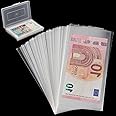 100 Pieces Dollar Bill Holder with Storage Box, Clear Paper Money Sleeves Currency Sleeves and Holder Money Collection Sleeves Bank Note Sleeves for Collector PN02