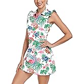 Soneven Womens Tennis Dress Sleeveless Golf Dresses with Shorts and Pockets Ruffle Sleeve Workout Athletic Dresses