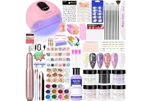 Major Dijit Acrylic Nail Kit with Drill 6Colors Acrylic Powder Set for Beginners with Nail U V Lamp, Acrylic Liquid, Glitter, Nail Tips, Full Acrylic Nail Supplies